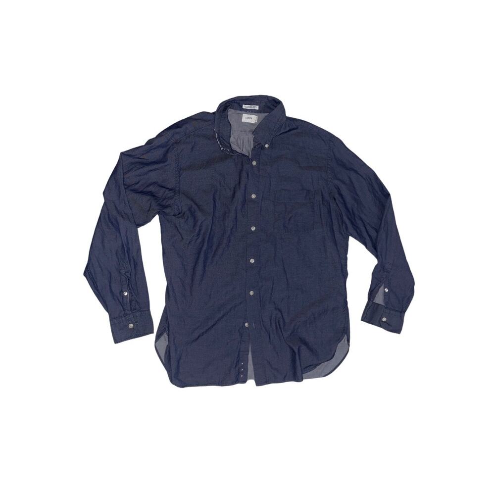 J. Crew Blue button up long sleeve Shirt SZ L Office Career Preppy Nautical